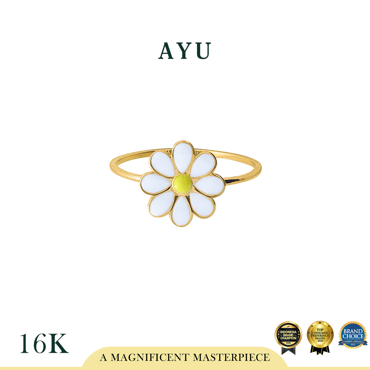 AYU Cincin Emas - Daisy Darling Ring 16k Yellow Gold