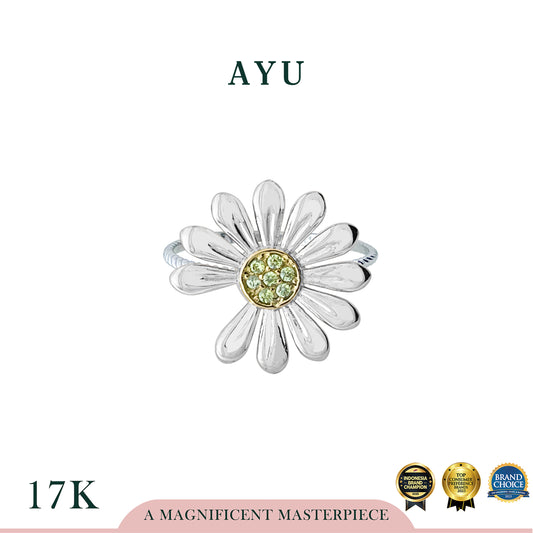 AYU Cincin Emas - Golden G Daisy Twist Ring 17k White Gold