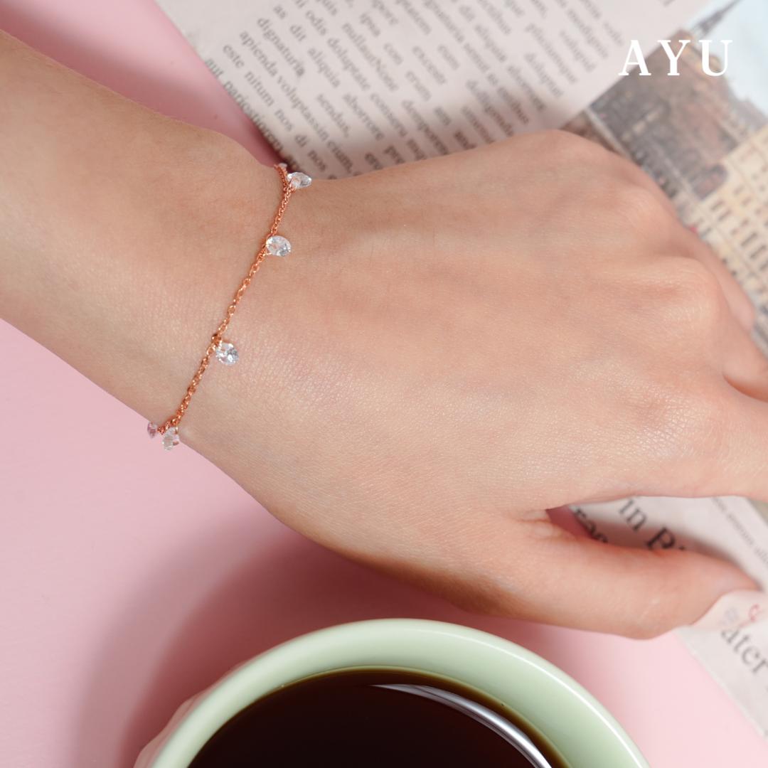 AYU Gelang Emas Korea - 8 Candy Pop Chain Bracelet 17k White Gold
