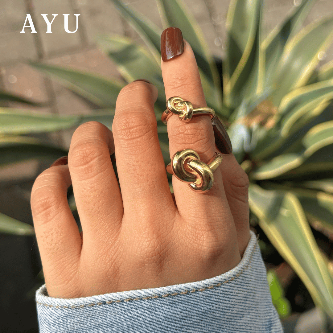 AYU Cincin Emas - Gold Medium Forget Me Knot Ring 17k Rose Gold