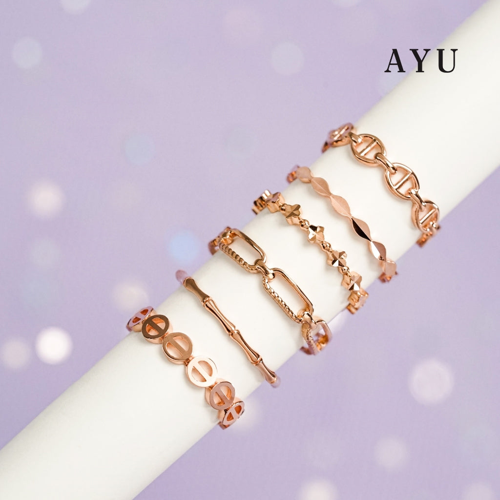 AYU Cincin Emas-Gold Marquise Cut Bling Stack 16k Yellow Gold