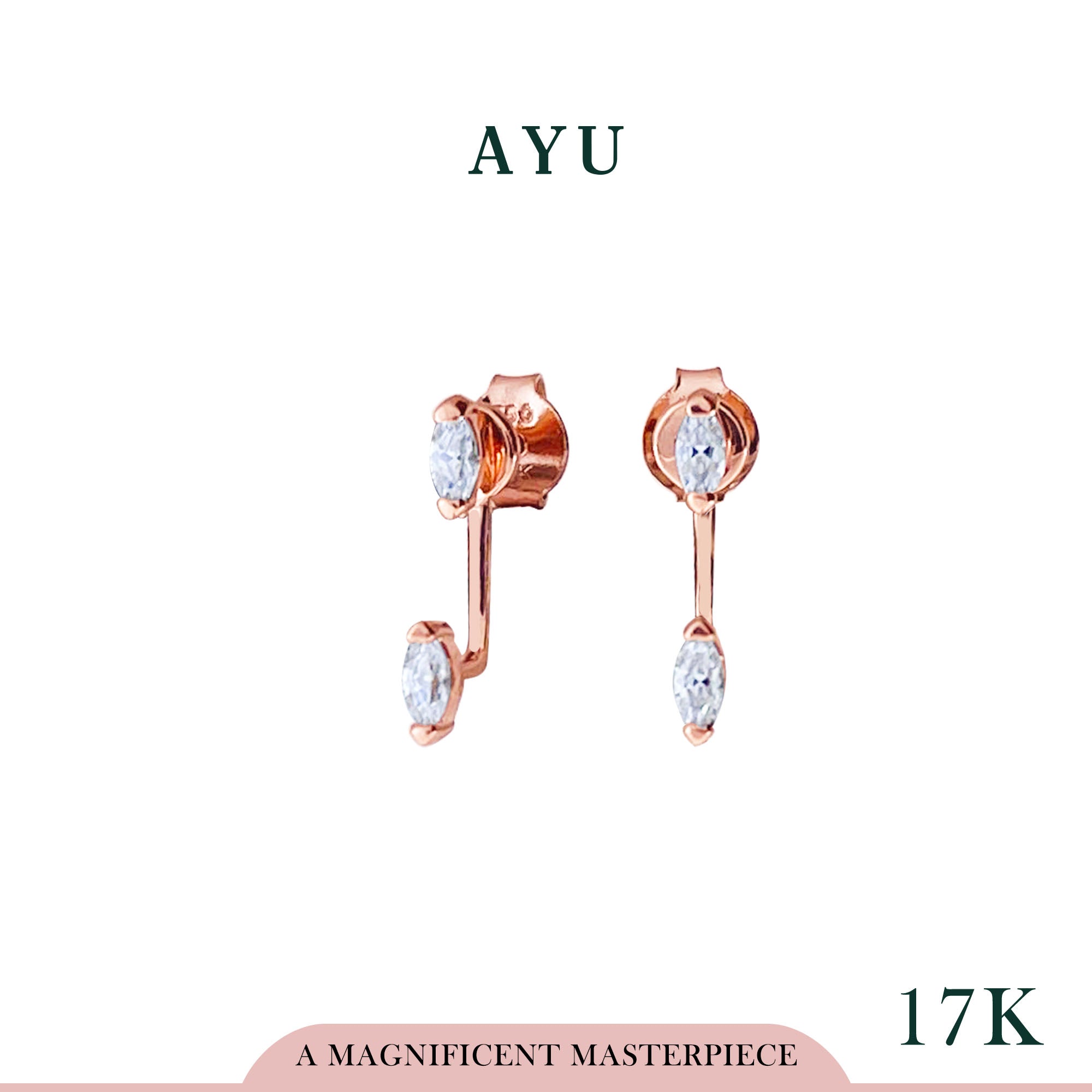 AYU Anting Emas - Marquise Double Studs Jacket 17k