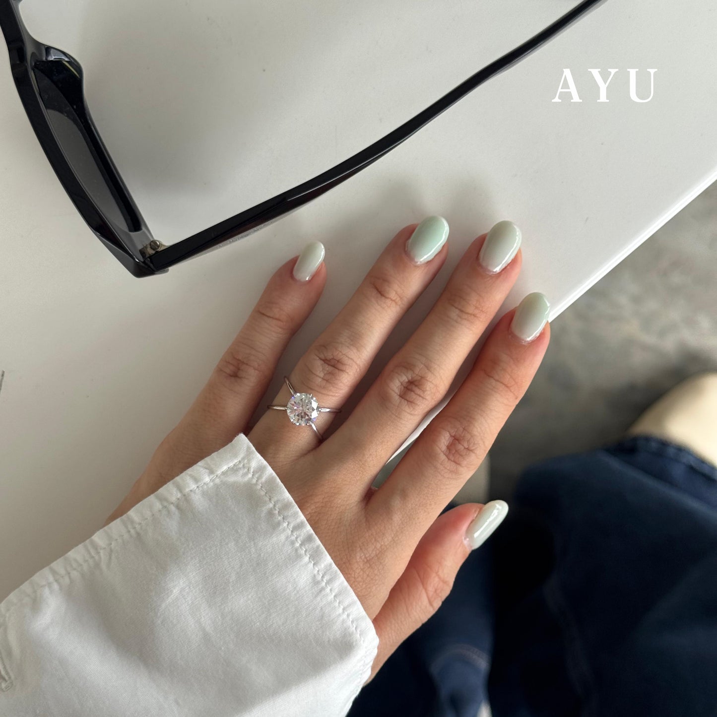 AYU Cincin Emas - Glam Gigi 6 Prong X Ring 17k White Gold