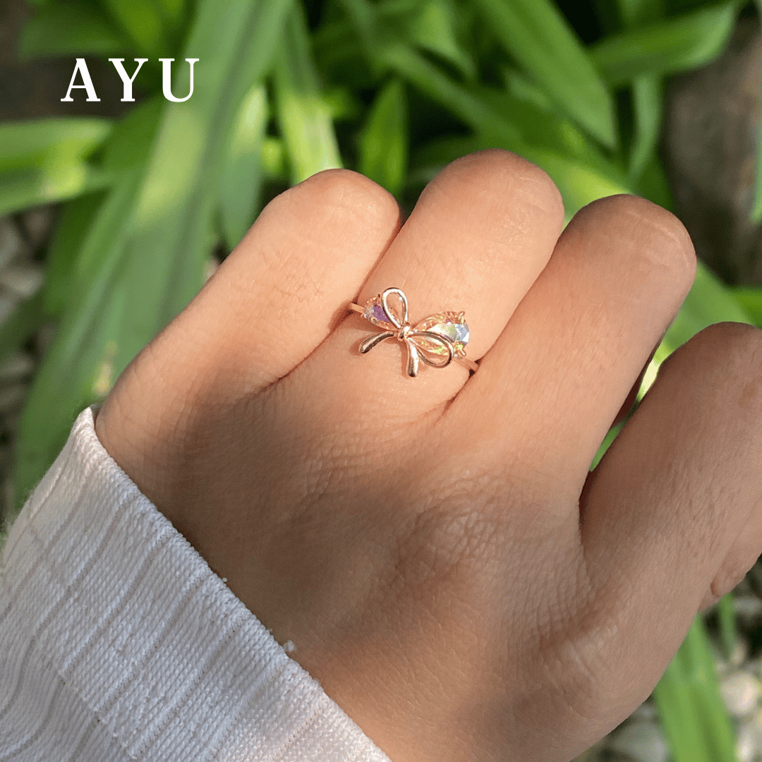 AYU Cincin Emas - Magical Fairy Ribbon Ring 17k Rose Gold