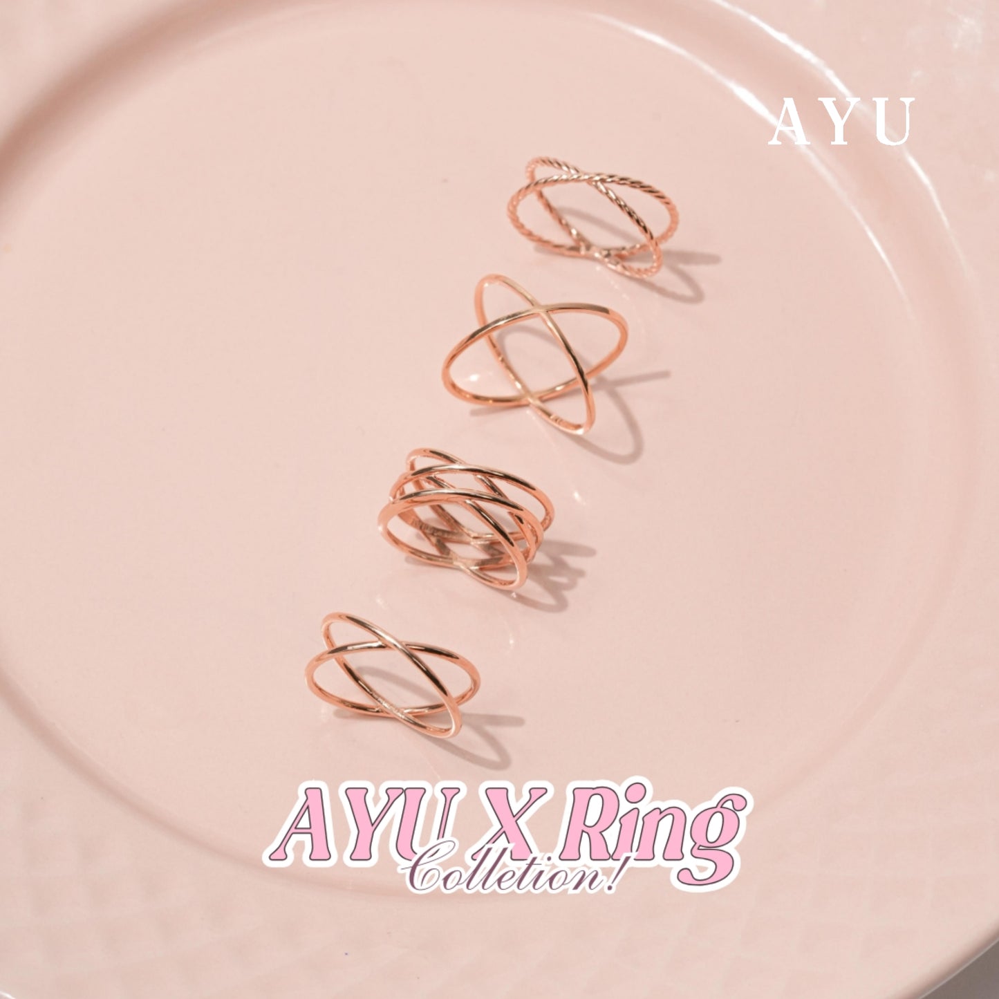 AYU Cincin Emas - Gold X Ring 17K Rose Gold