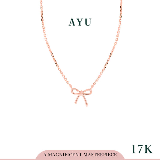 AYU Kalung Emas - Gold Sweet Ribbon Chain Necklace 17K Rose Gold