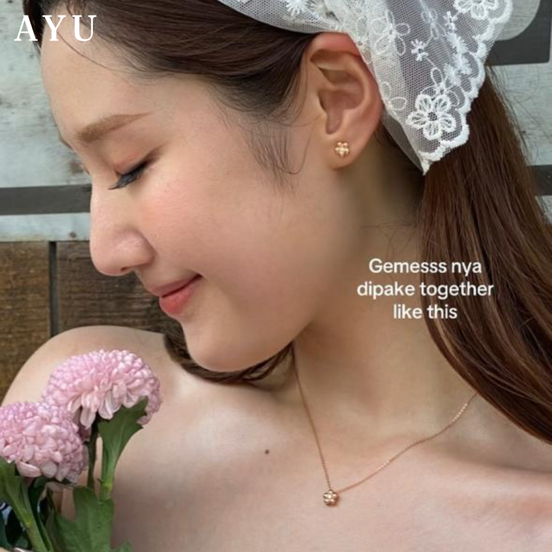 AYU Kalung Emas - Mochi Flower Chain Necklace 16k Yellow Gold