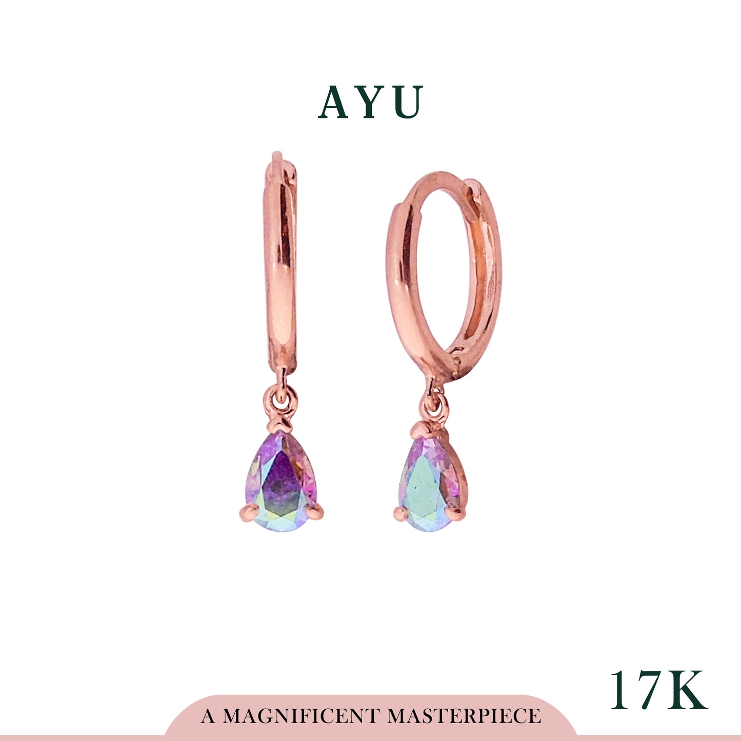 AYU Anting Emas Jepit - Magical Teardrop Gold Doughnut Earrings 17k Rose Gold