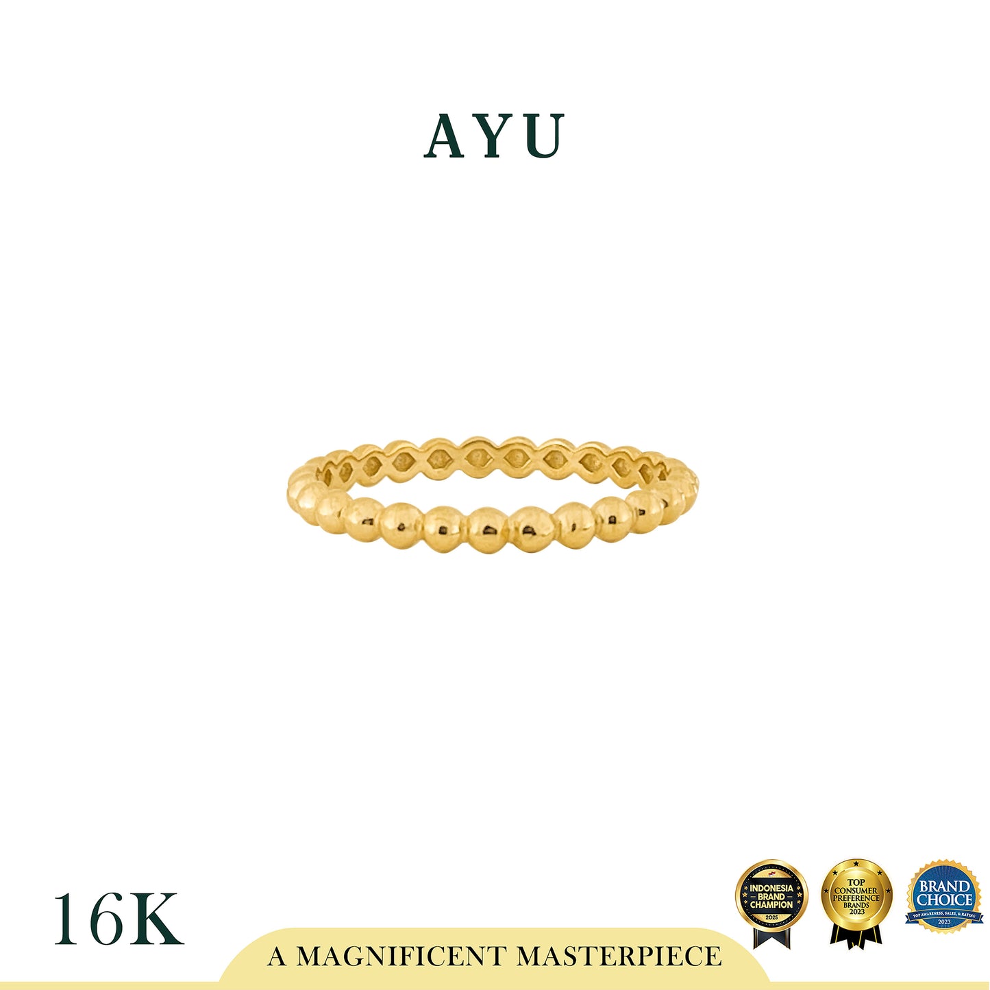 AYU Cincin Emas - Pepper Beads Ring 16k Yellow Gold