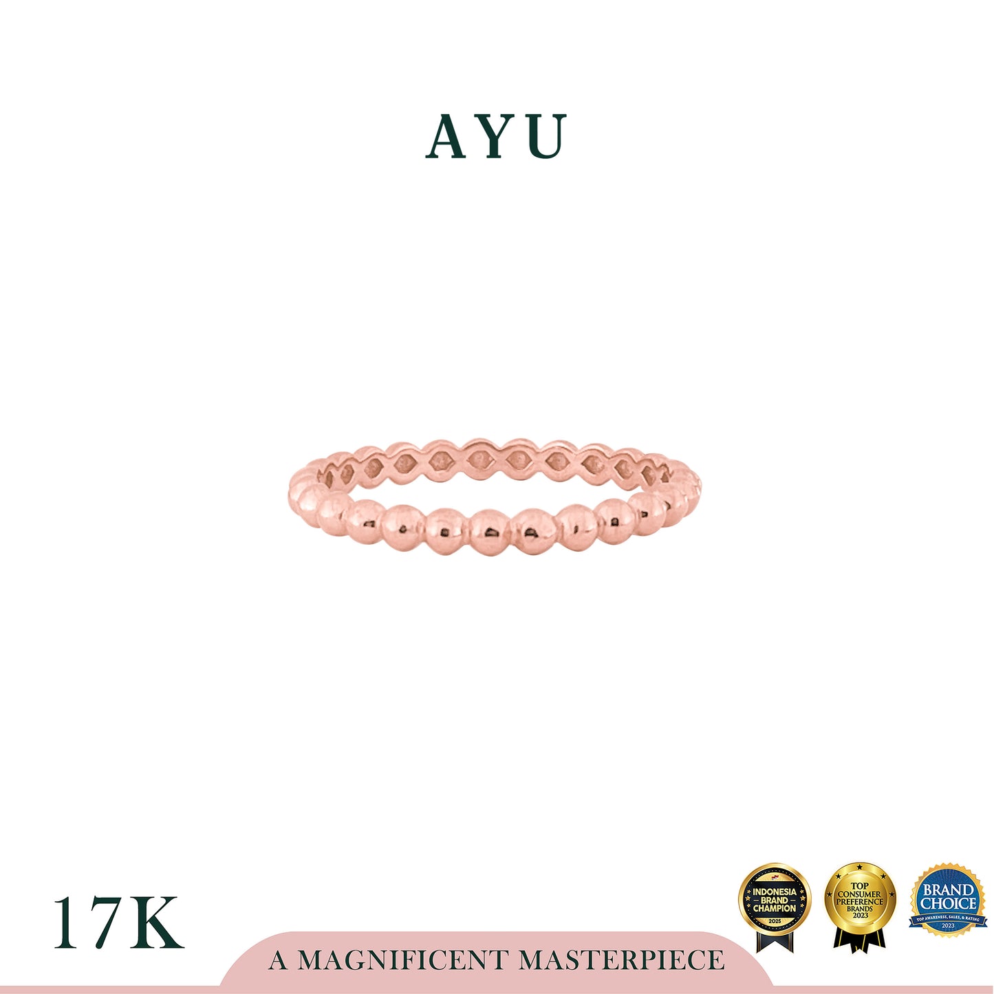 AYU Cincin Emas - Pepper Beads Ring 17k Rose Gold