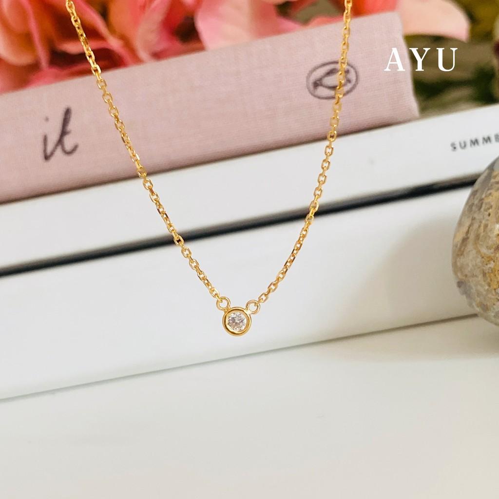 AYU Kalung Emas Korea - Mini Bezel Chain Necklace 16K Yellow Gold