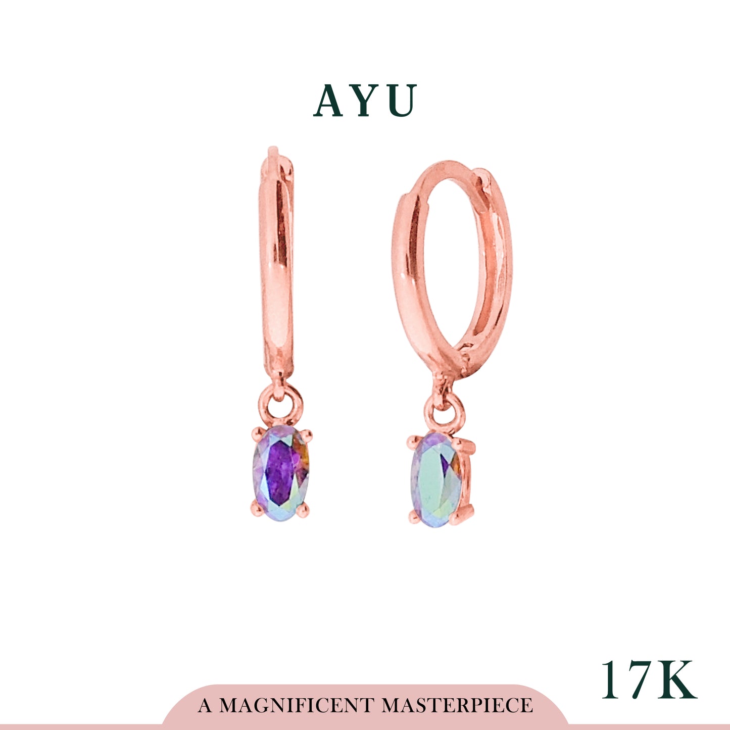 AYU Anting Emas - Magical Mini Oval Gold Doughnut Earrings 17k Rose Gold