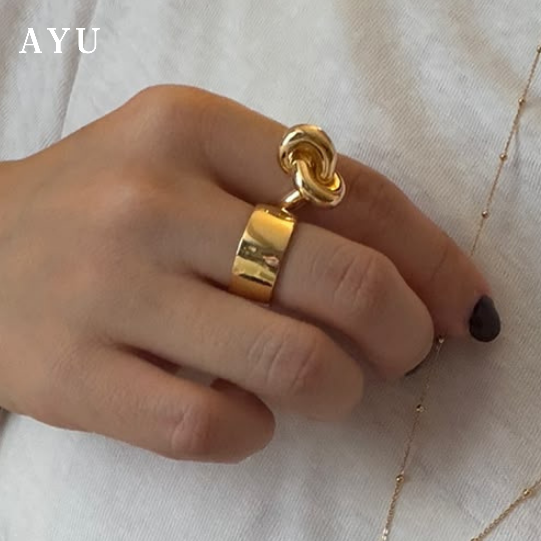 AYU Cincin Emas - Large Forget Me Knot Ring 8k Yellow Gold
