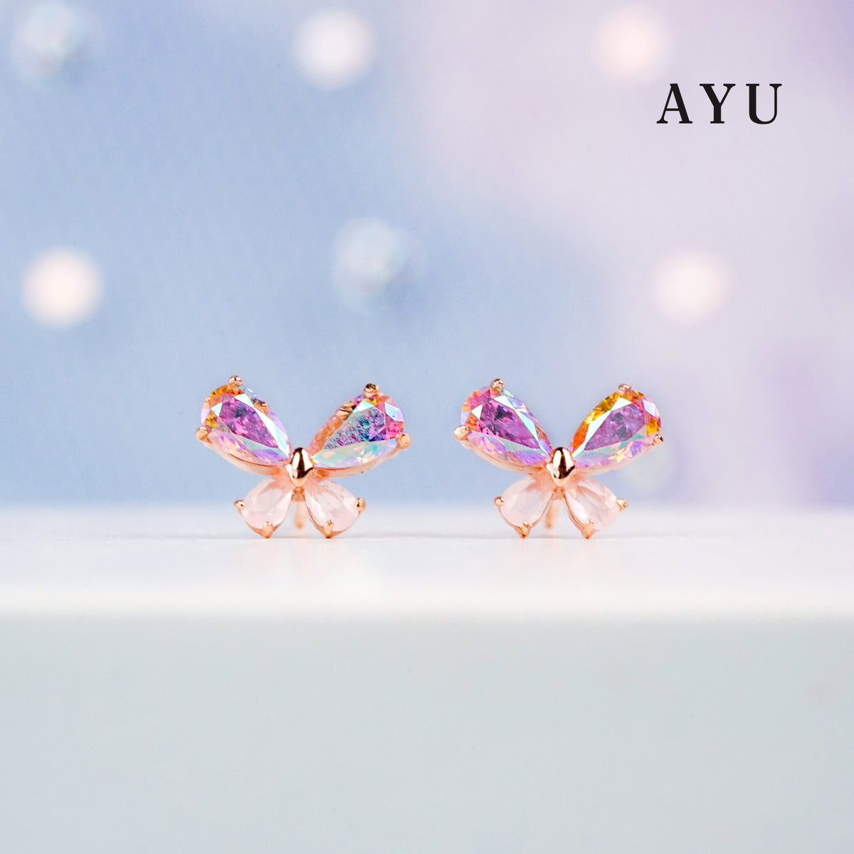 AYU Anting Emas Tindik - Magical Butterfly Stud 17k Rose Gold