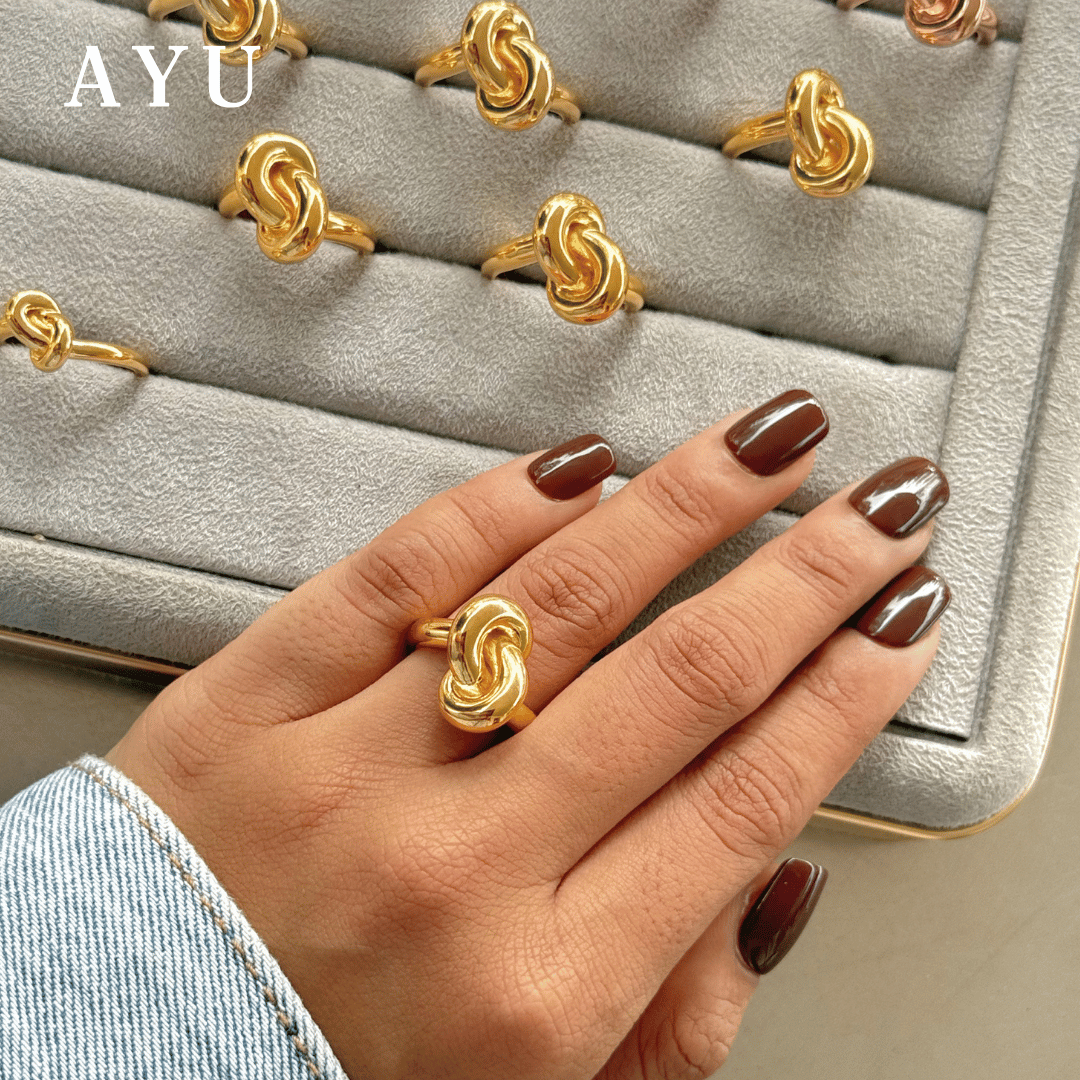 AYU Cincin Emas - Large Forget Me Knot Ring 16k Yellow Gold