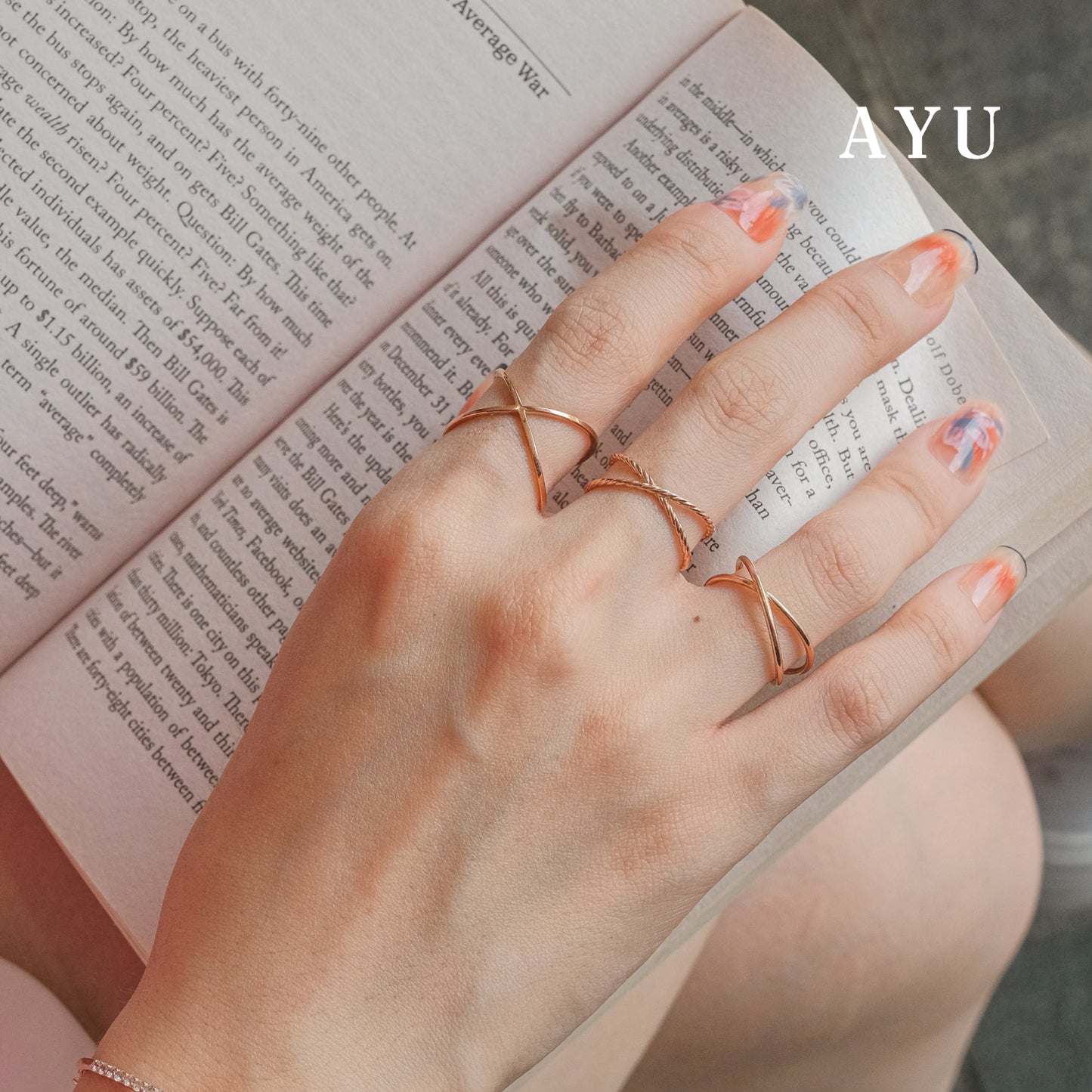 AYU Cincin Emas - Gold X Ring 17K Rose Gold