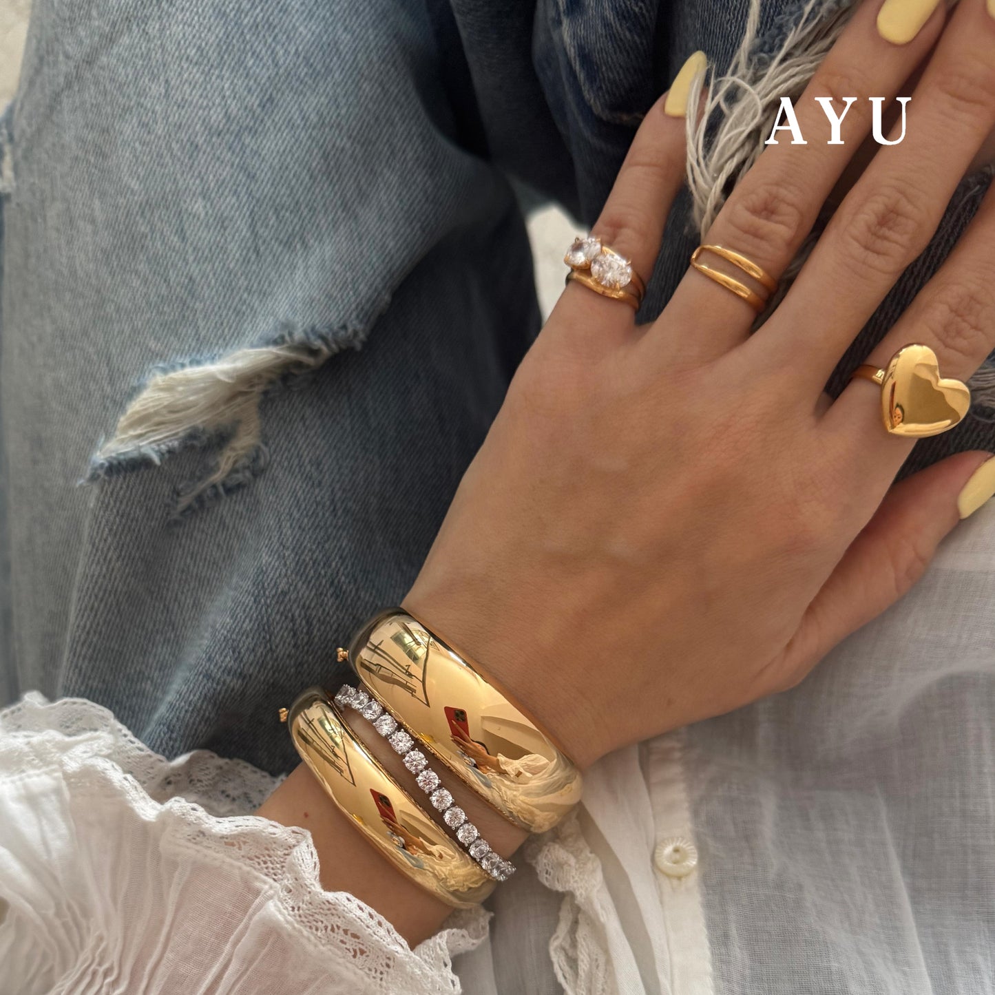AYU Cincin Emas - Gold Chubby Heart Ring 17k Rose Gold