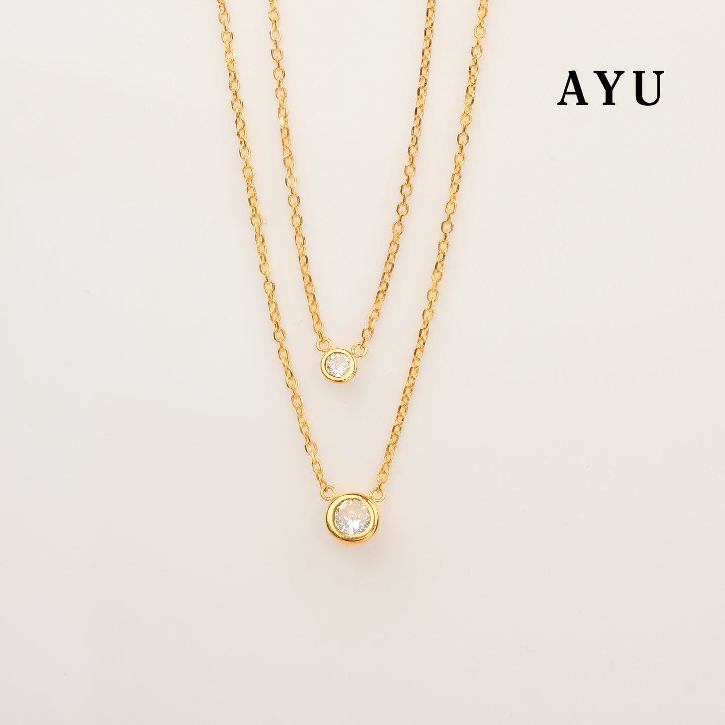 AYU Kalung Emas - Bezel Chain Necklace 16K Yellow Gold