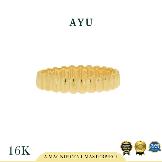 AYU Cincin Emas - Small Gold Eclaire Stack 16k Yellow Gold