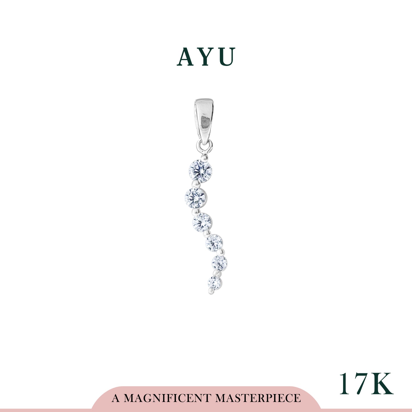 AYU Liontin Emas - Single Prong Wave 2 Pendant 17k White Gold