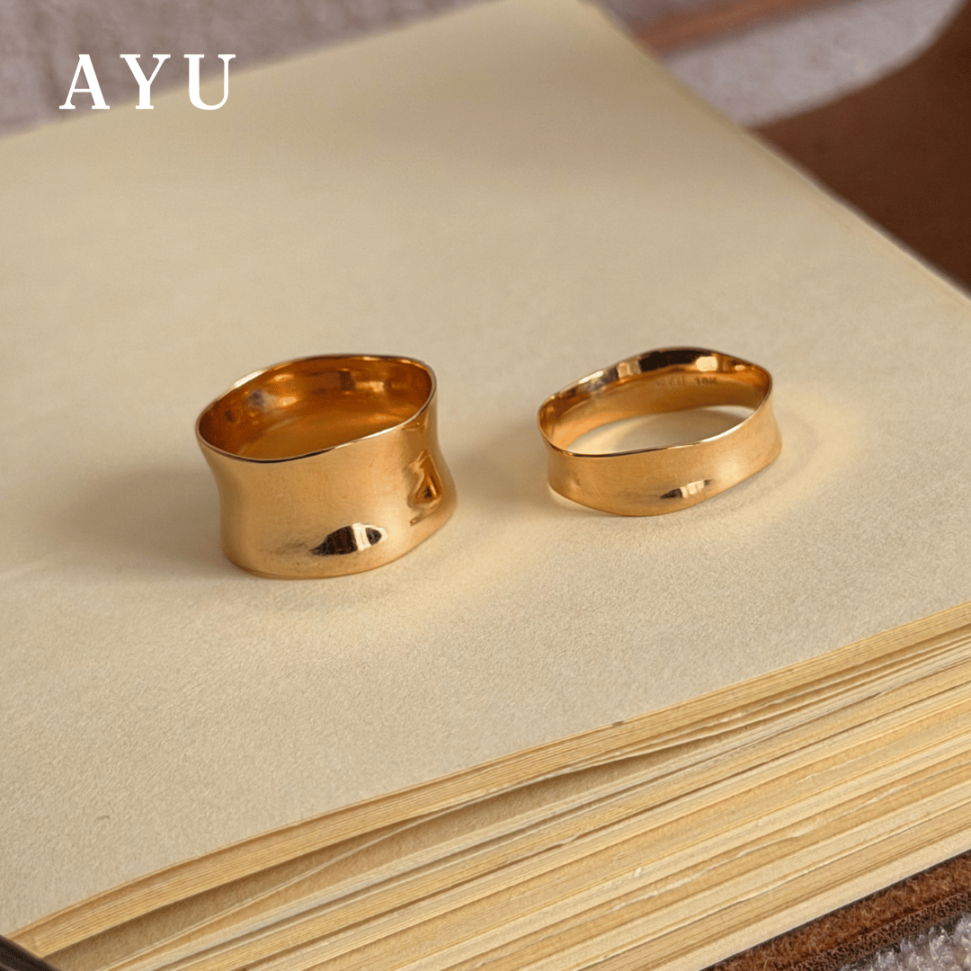 AYU Cincin Emas - Wide Gold Melt Ring 16k Yellow Gold