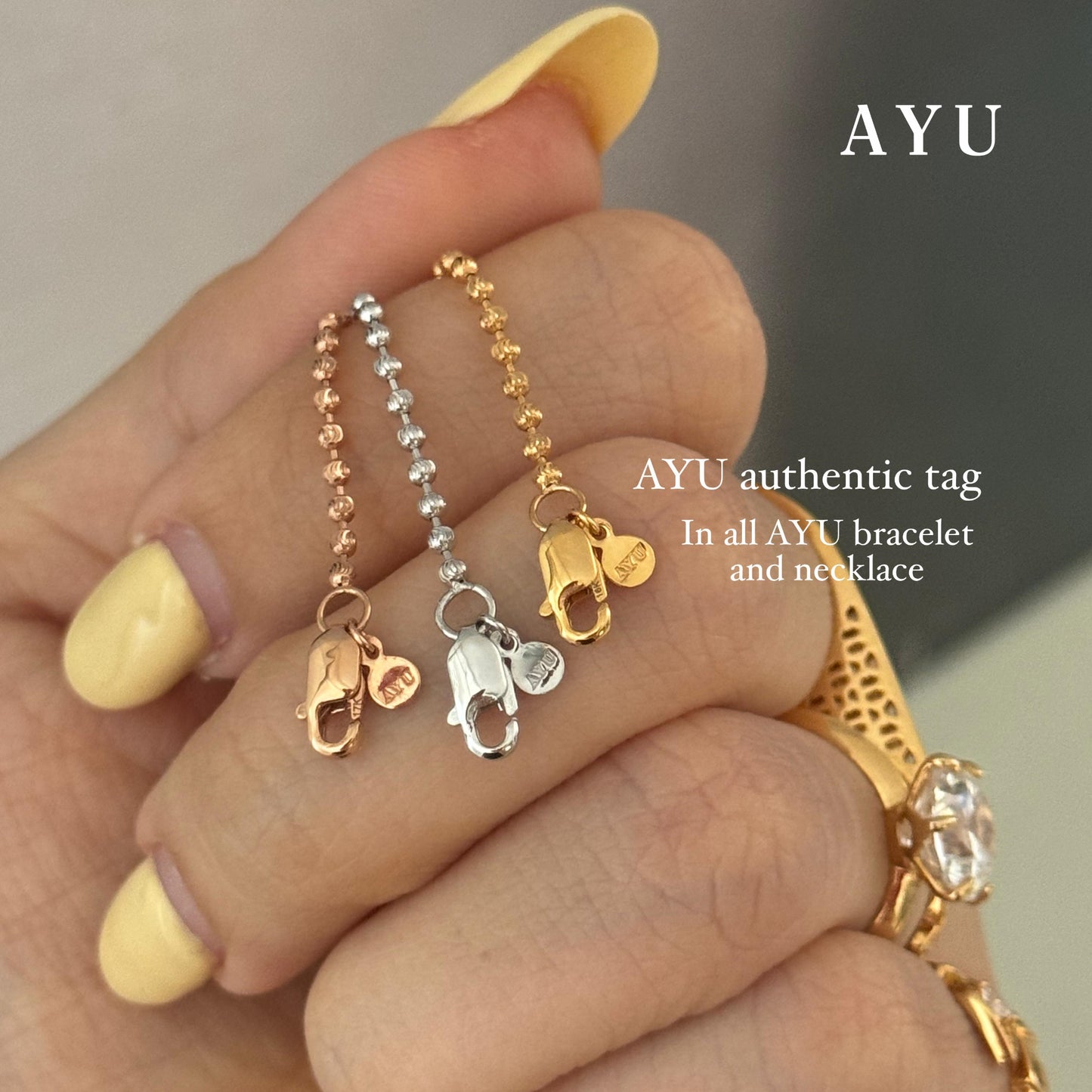 AYU Gelang Emas - Pepper Beads Chain Bracelet 16k Yellow Gold