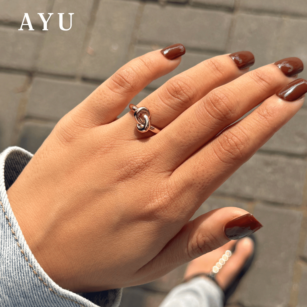 AYU Cincin Emas - Gold Medium Forget Me Knot Ring 8k Yellow Gold