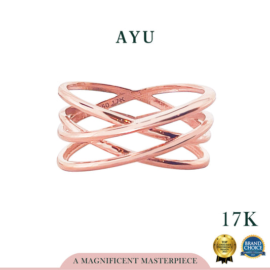 AYU Cincin Emas - Gold Double X Ring 17K Rose Gold