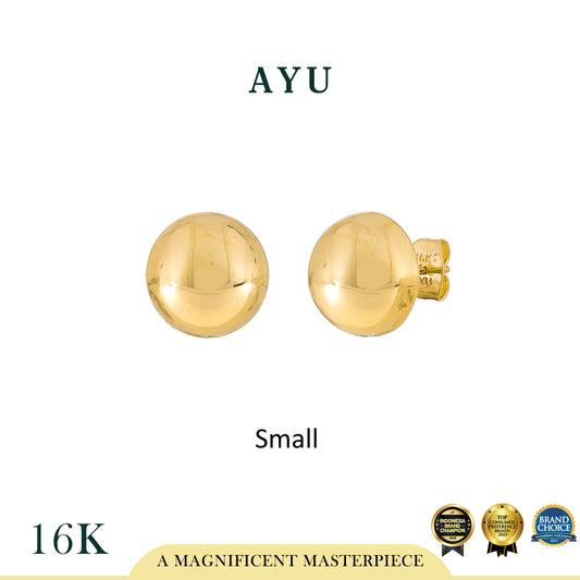 AYU Anting Emas - Gold Globe Studs 16k Yellow Gold