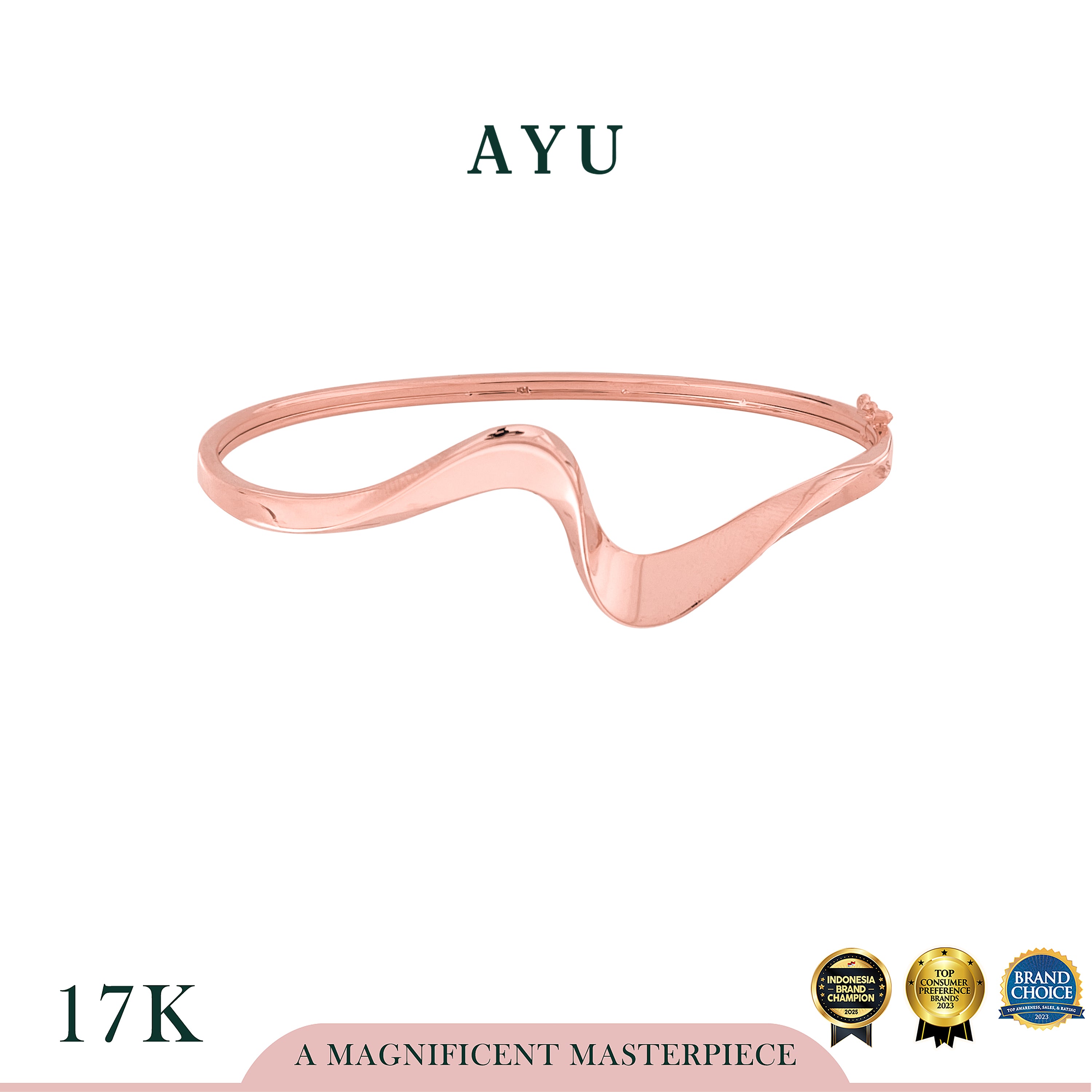 AYU Gelang Emas - Swaying Slow Wave Bangle 17k Rose Gold