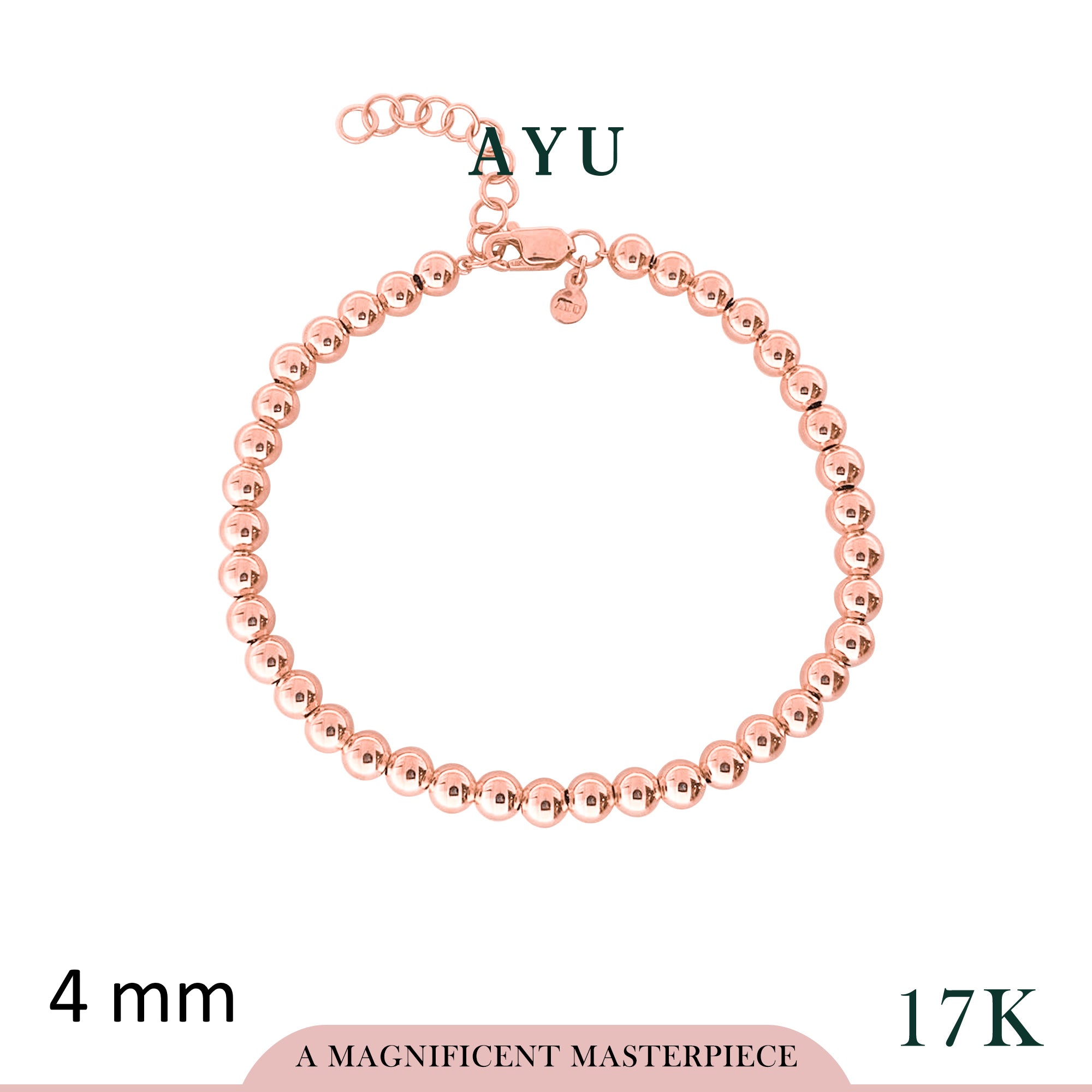 AYU Gelang Emas - Gold Boba Bracelet 17k Rose Gold