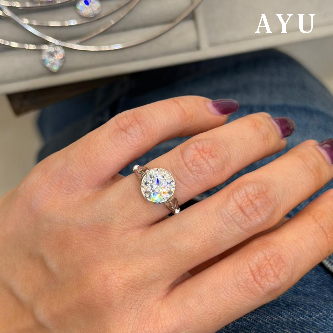 The AYU Georgian Setting In Round Solitaire 17k White Gold