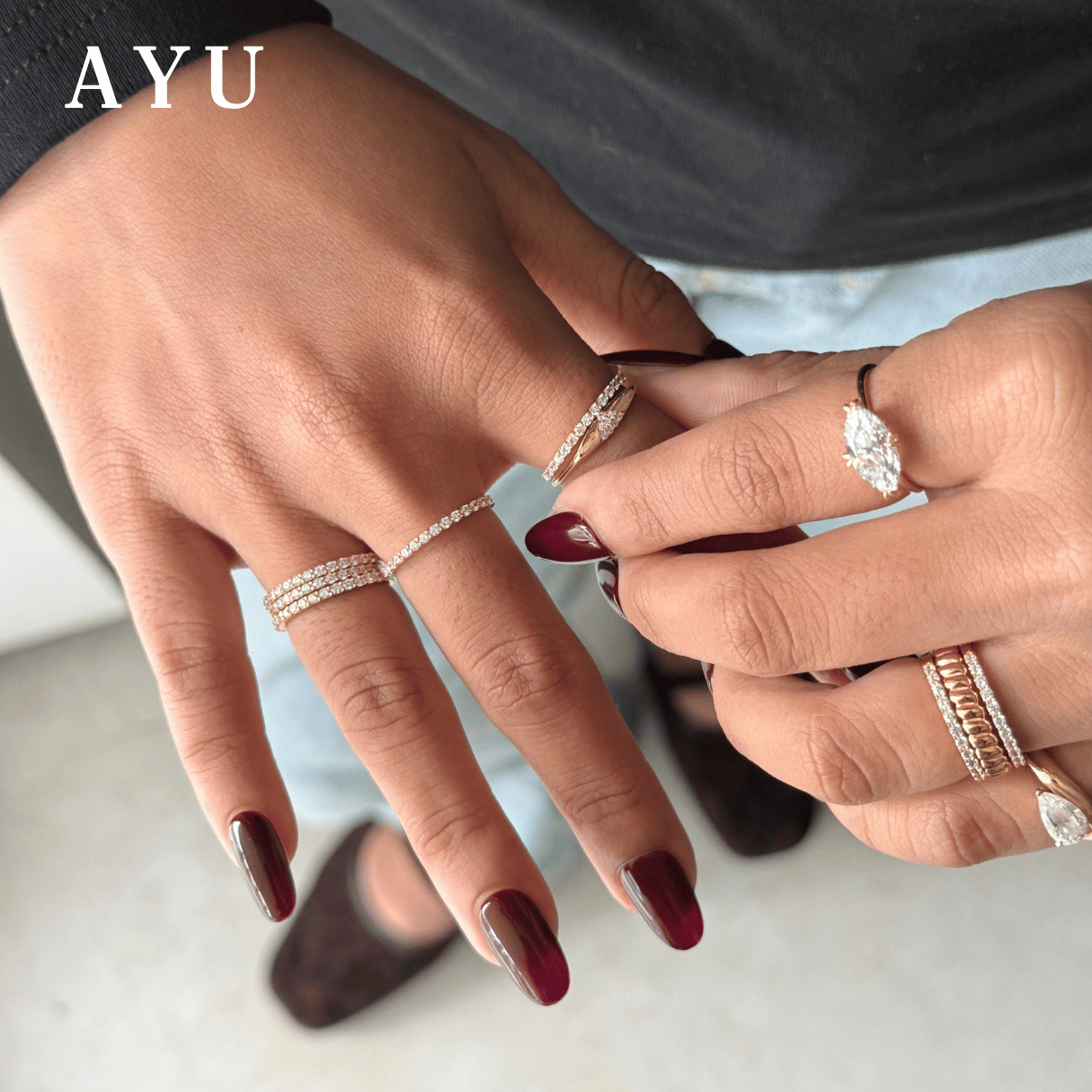 AYU Cincin Emas - The Original AYU Stack 17K White Gold