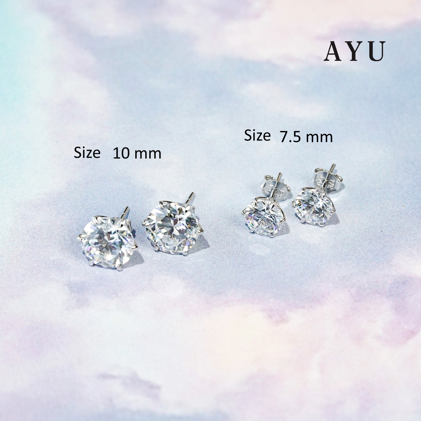 AYU Anting Emas Tindik - Glam Gigi 6 Prong Studs 17k White Gold