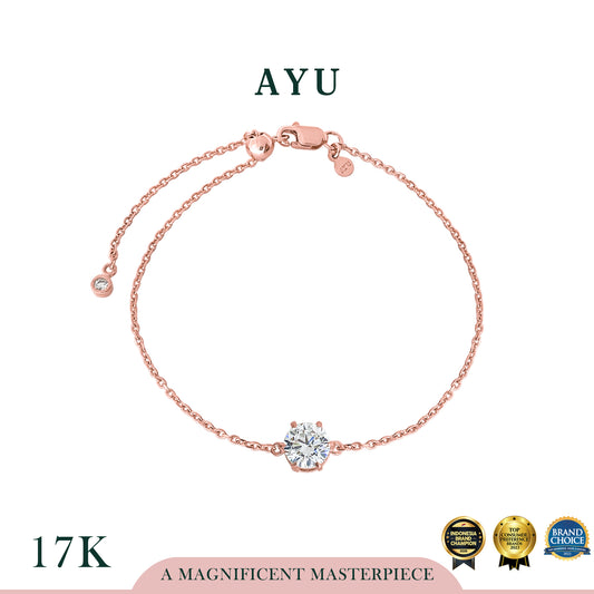 AYU Gelang Emas - Glam Gigi 6 Prong Adjustable Bracelet 17k Rose Gold