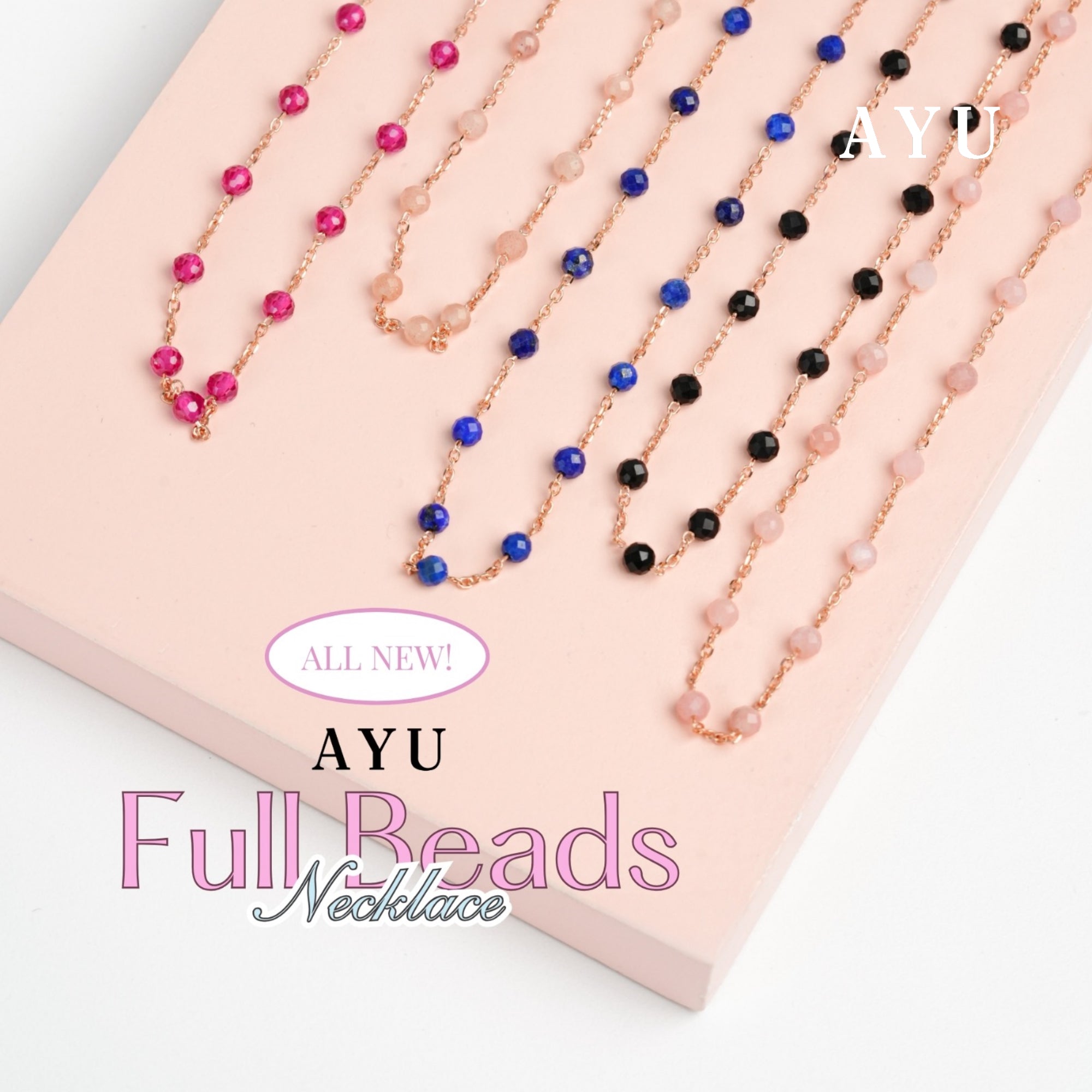 AYU Kalung Emas - Full Beads Necklace 17k Rose Gold