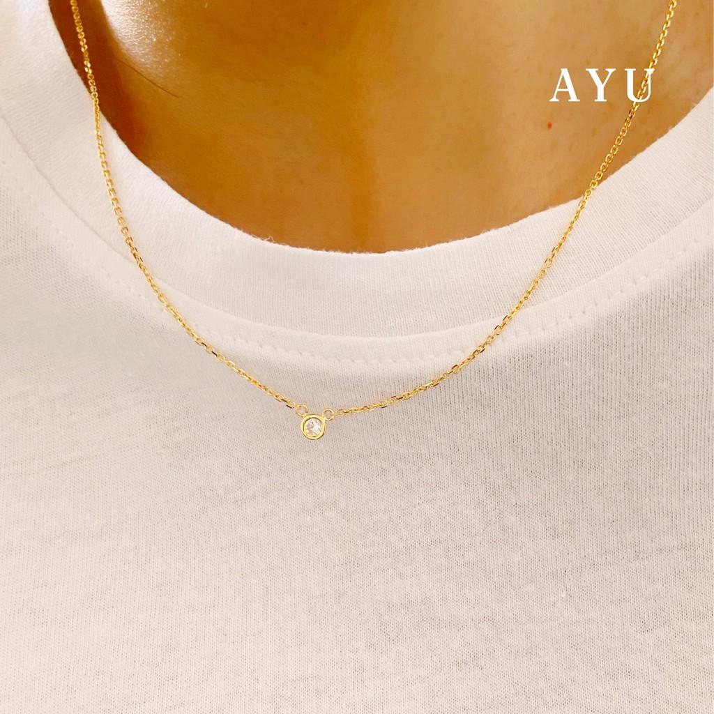 AYU Kalung Emas Korea - Mini Bezel Chain Necklace 16K Yellow Gold