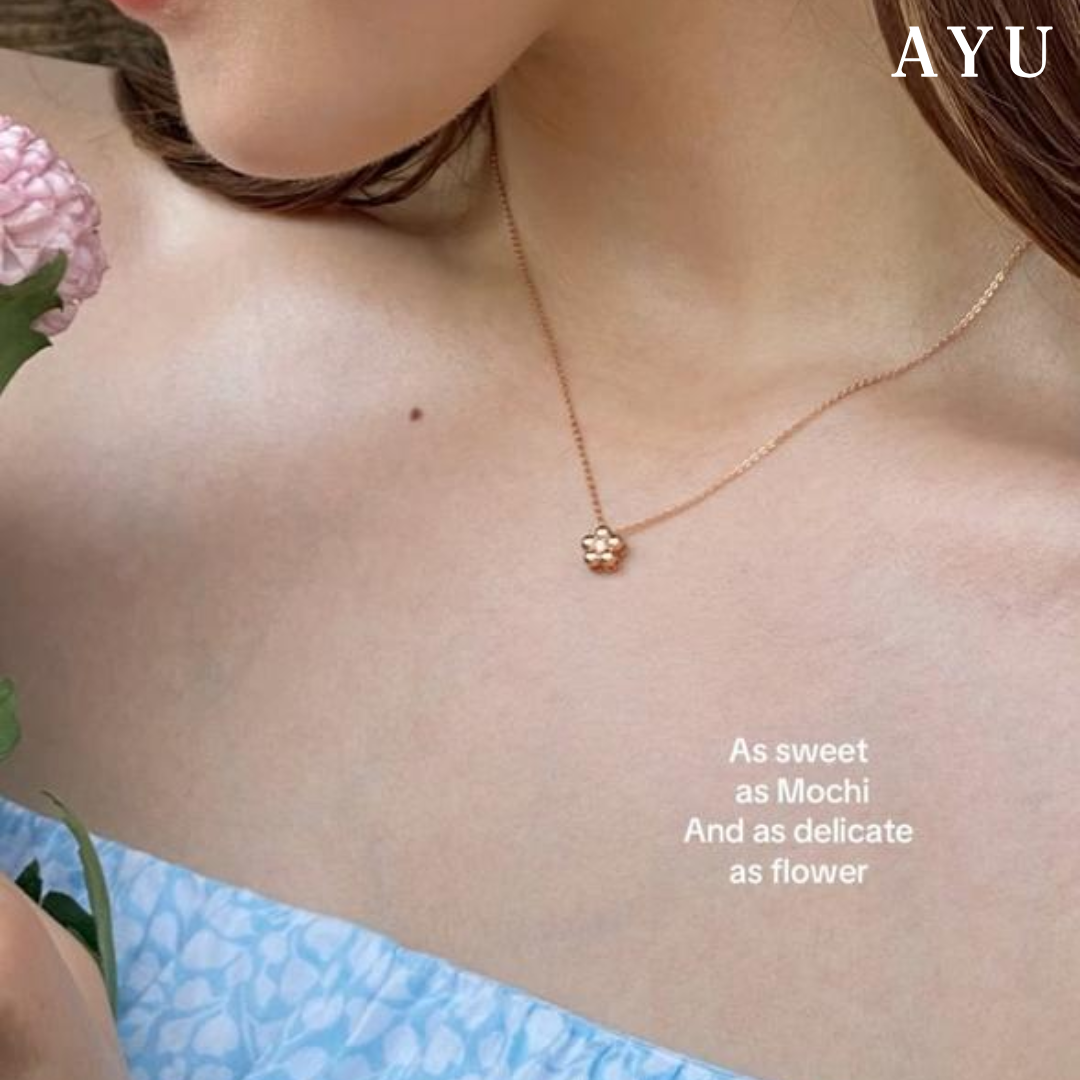 AYU Kalung Emas - Mochi Flower Chain Necklace 16k Yellow Gold