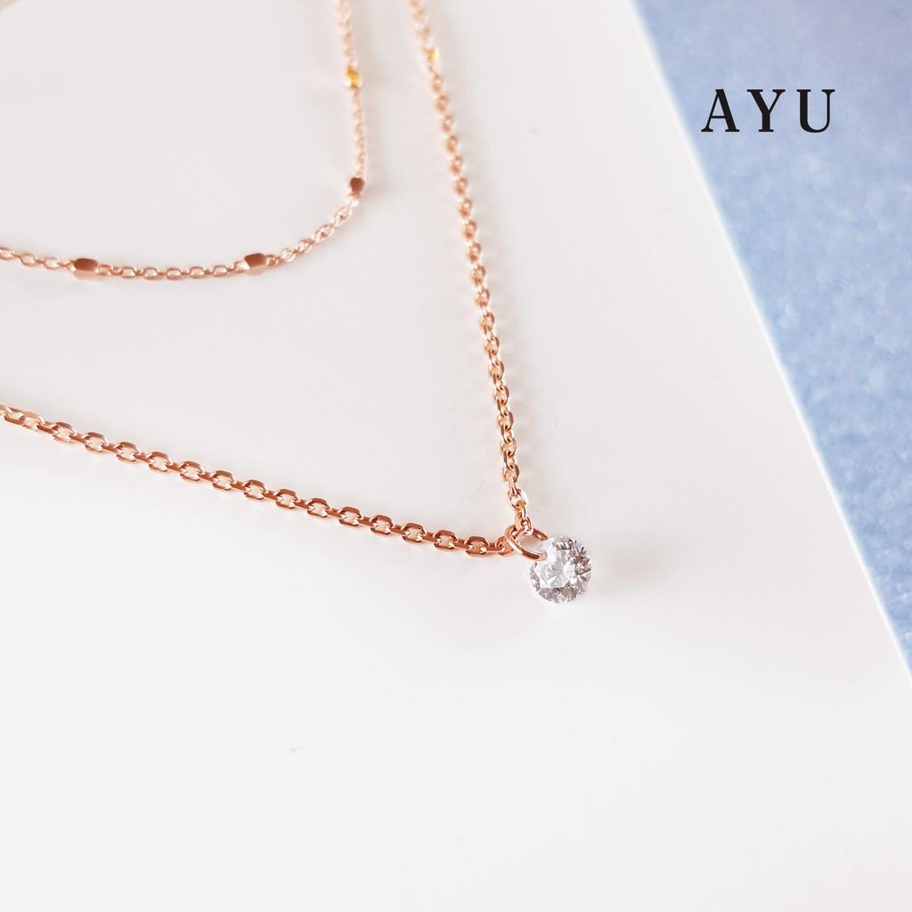 AYU Kalung Emas Korea - Candy Pop Double Chain Necklace 17K Rose Gold
