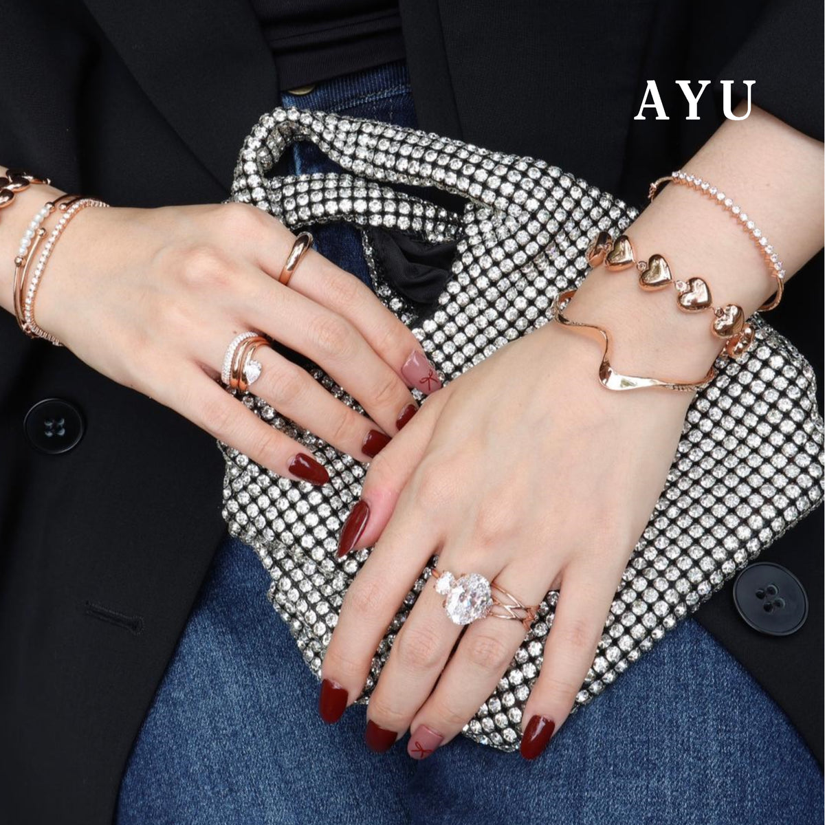 AYU Gelang Emas - Swaying Slow Wave Bangle 17k Rose Gold