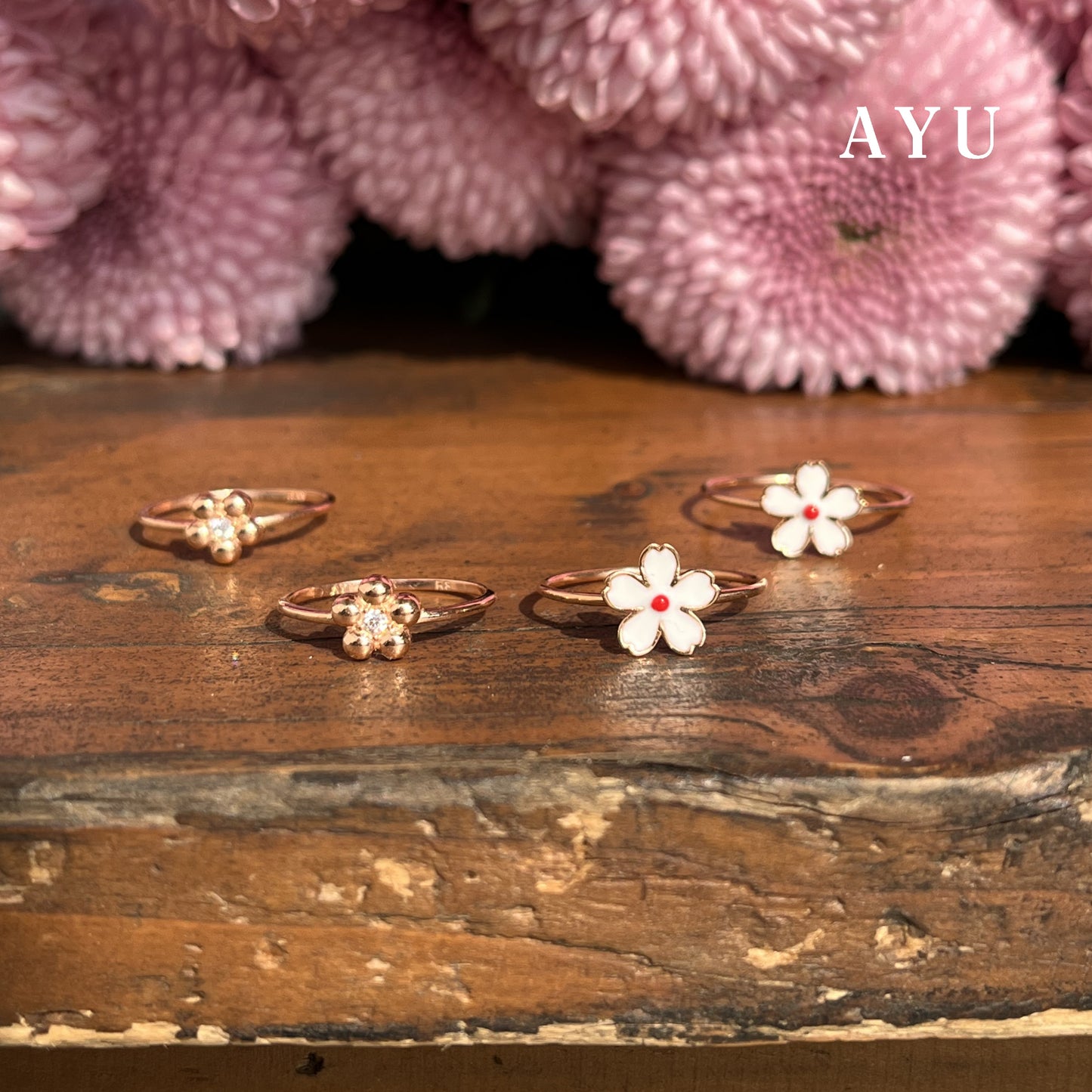 AYU Cincin Emas - Kawaii Sakura Ring 17k White Gold