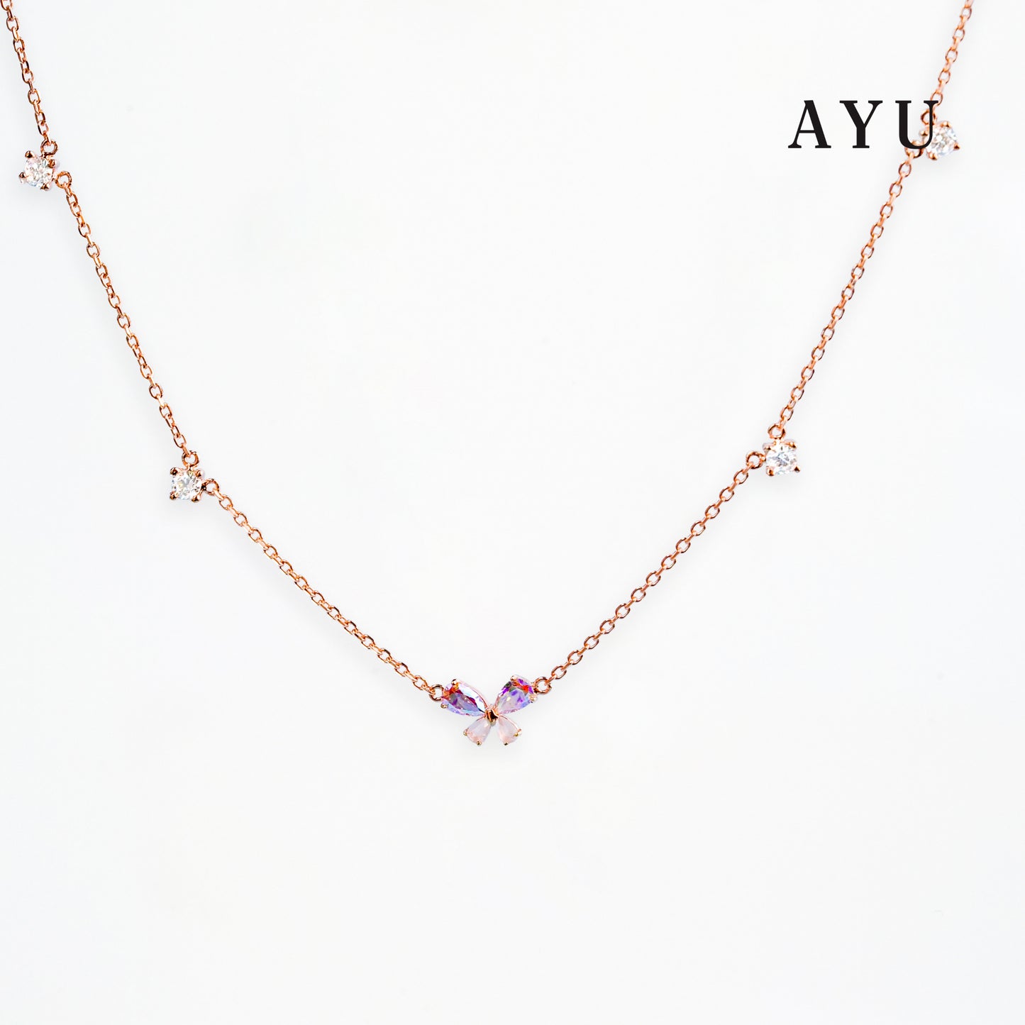 AYU Kalung Emas - Magical Butterfly Chain Necklace 17k Rose Gold