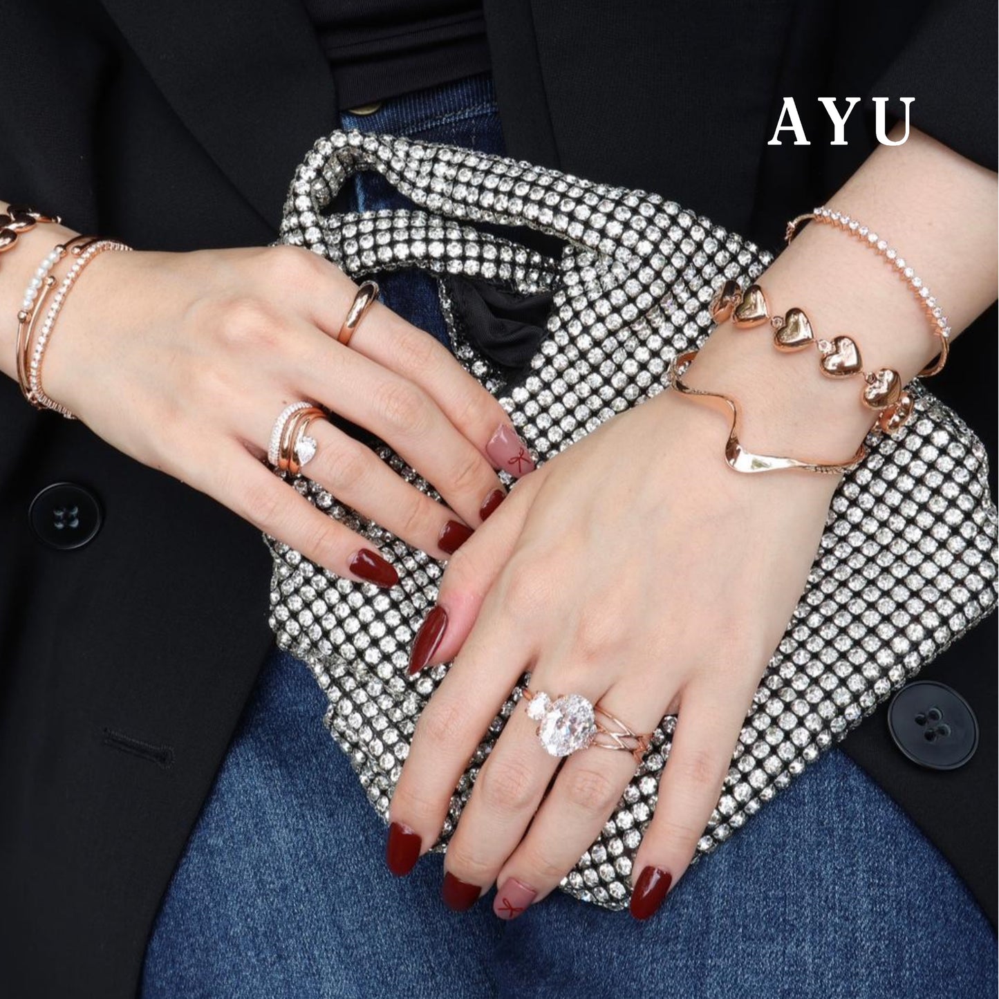 AYU Gelang Emas - Fluffy Fluffy Heart Eternity Chain Bracelet 16k Yellow gold