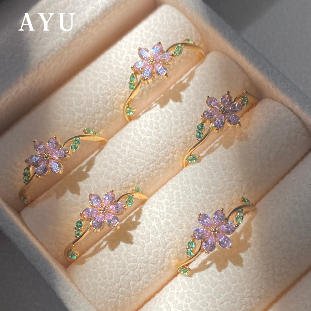 AYU Cincin Emas - Everbloom Angelvine Ring 17k Rose Gold