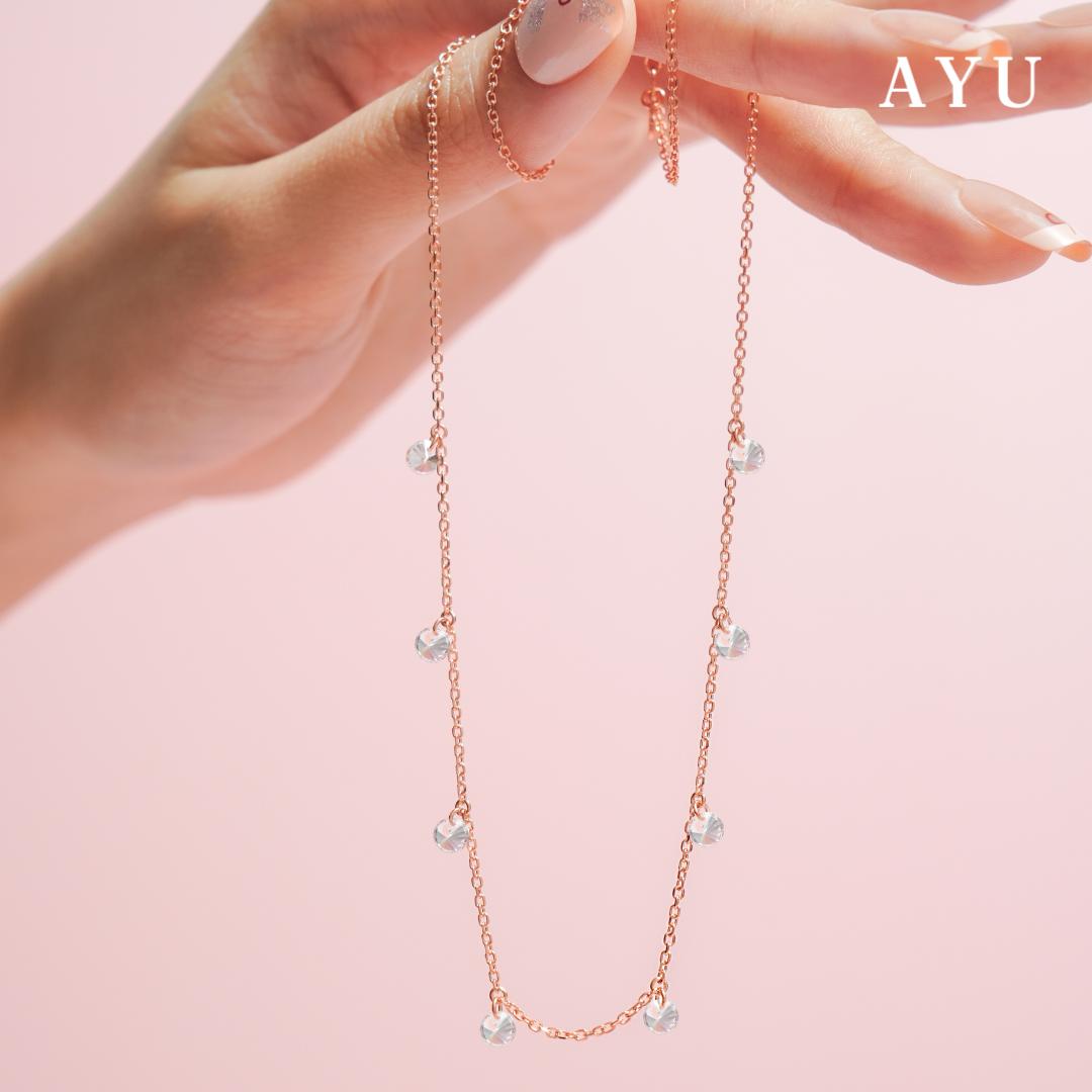 AYU Kalung Emas Korea - 8 Candy Pop Chain Necklace 17K White Gold