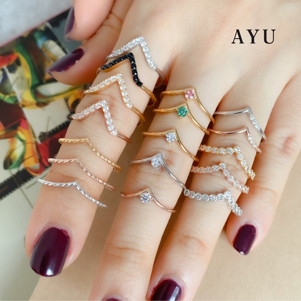 AYU Cincin Emas - Asymmetrical Chevron Ring 17K Rose Gold