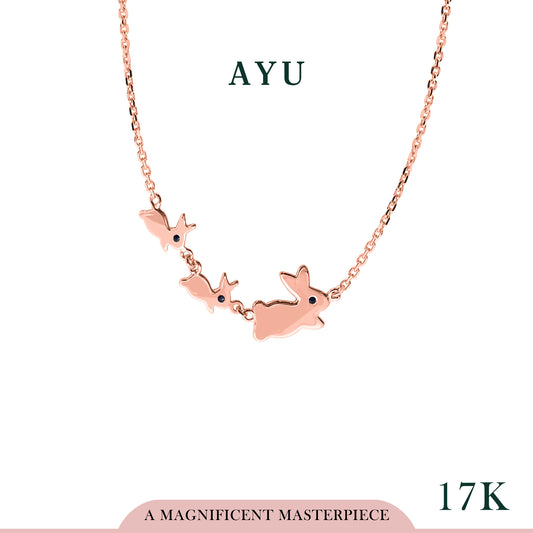 AYU Kalung Emas - 3 Bunnies Chain Necklace 17K Rose Gold