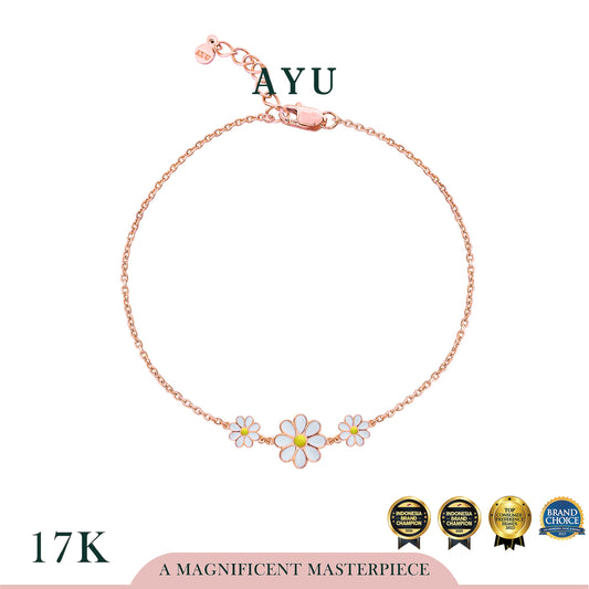 AYU Gelang Emas - 3 Daisy Darling Chain Bracelet 17k Rose Gold