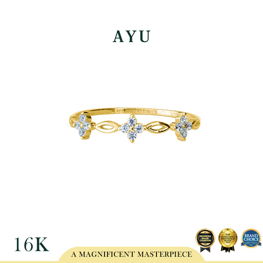 AYU Cincin Emas - 3 Blossom Ring 16k Yellow Gold