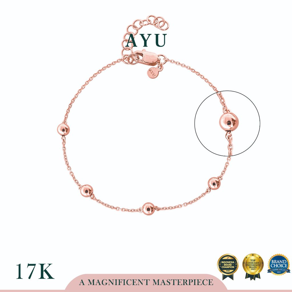 AYU Gelang Emas - 5 Gold Boba Bracelet 17k Rose Gold